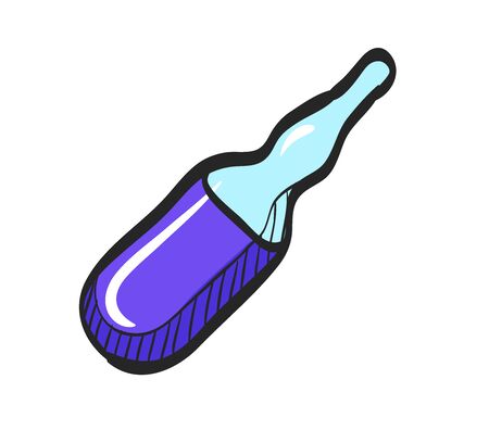 Ampule icon in color drawing. Vial vaccine antibody serum virus chemical medical medicineのイラスト素材