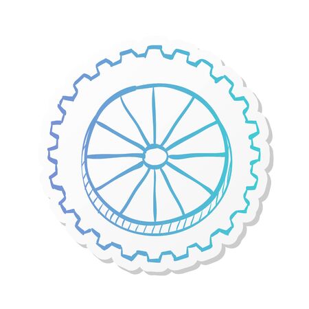 Motorcycle tire icon in sticker color style. Motorcycle motorbike wheel transportation offroad terrainのイラスト素材