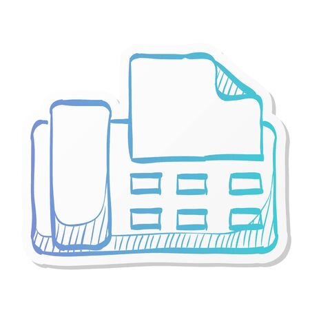 Facsimile icon in sticker color style. Office electrical machine equipment fax copy printのイラスト素材