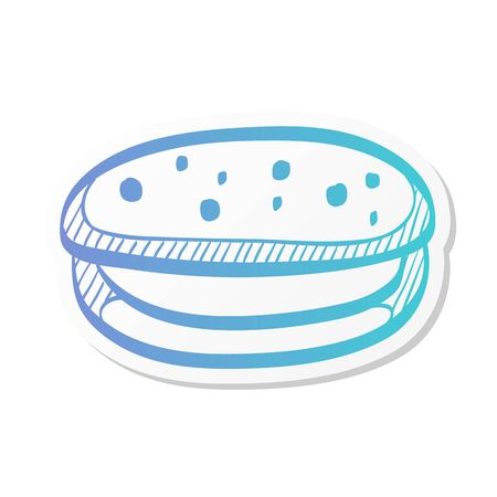 Cake icon in sticker color style. Food sweet delicious glazed chocolate dessertのイラスト素材