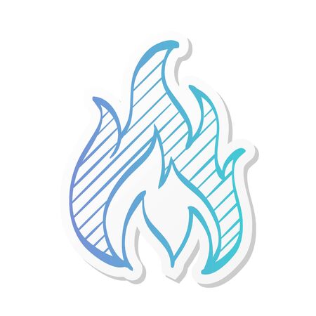 Fire icon in sticker color style. Flame hot item businessのイラスト素材