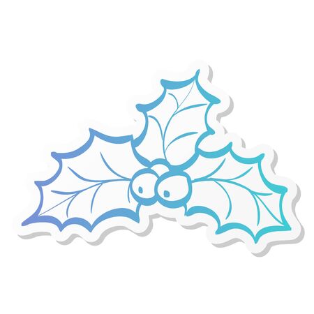 Holly leaves icon in sticker color style. Celebration merry greeting new yearのイラスト素材