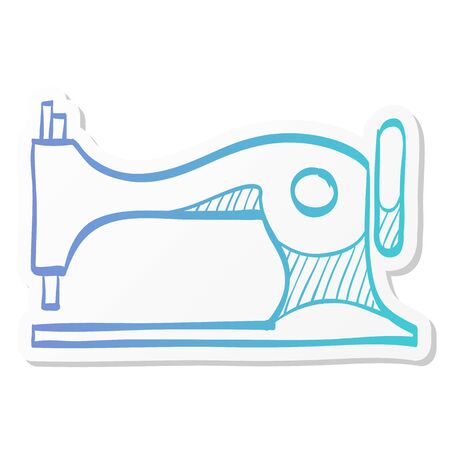 Vintage sewing machine icon in sticker color style. Tailor dressmaker fashionのイラスト素材