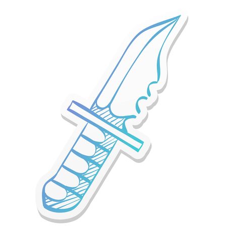 Knife icon in sticker color style. Weapon assault battle danger daggerのイラスト素材