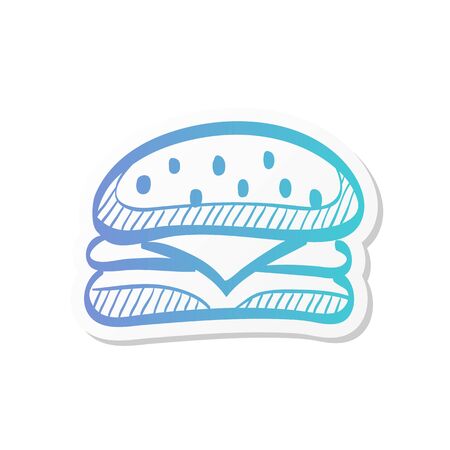 Burger icon in sticker color style. Fast food junk American carbohydrate eatingのイラスト素材