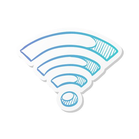 WiFi symbol icon in sticker color style. Electronic computer wireless connection internetのイラスト素材