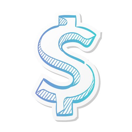 Dollar sign icon in sticker color style. USD, Americaのイラスト素材
