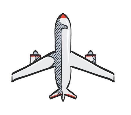 Airplane icon in color drawing. Aviation transportation travel passenger commercialのイラスト素材