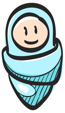 Newborn baby icon in color drawing. Toddler smile happy adorable cuteのイラスト素材
