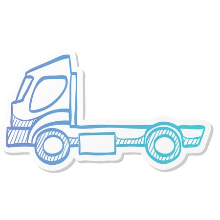 Empty container lift truck icon in sticker color style. Automobile car industry logistic distribution shippingのイラスト素材