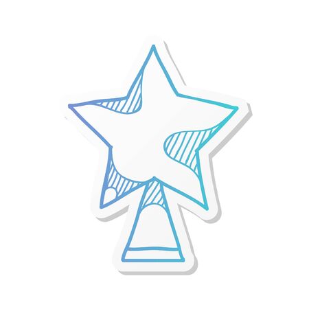 Christmas star icon in sticker color style. Celebration December tree top decorationのイラスト素材