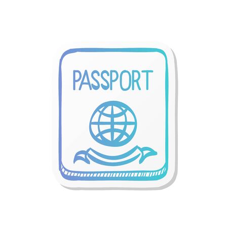 Passport icon in sticker color style. Nationality identity people identifyのイラスト素材