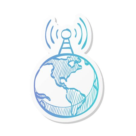 Globe icon in sticker color style. Earth map cartography education school instrumentのイラスト素材