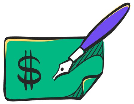 Check icon in color drawing. Money banking buying financeのイラスト素材