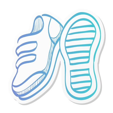 Shoes icon in sticker color style. Sneakers foot sportのイラスト素材
