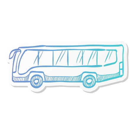 Car icon in sticker color style. Bus, transportationのイラスト素材