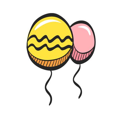 Balloon icon in color drawing. Object celebration rubber decor decoration accessoriesのイラスト素材