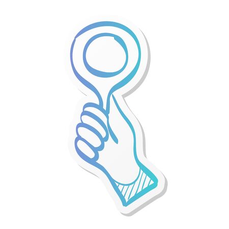 Bidder hand icon in sticker color style. Business finance buying auction bid compete contenderのイラスト素材