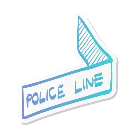 Police line icon in sticker color style. Crime scene protection barrier tapeのイラスト素材