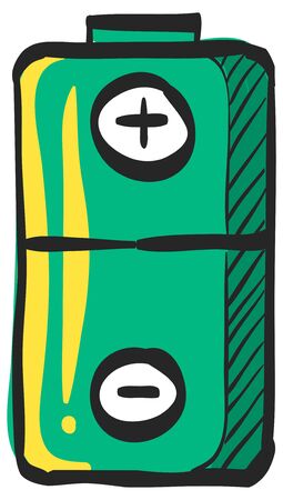 Battery icon in color drawing. Power source electricity symbol electronicsのイラスト素材