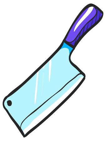Butcher knife icon in color drawing. Kitchen restaurant chef tool meat sharpのイラスト素材