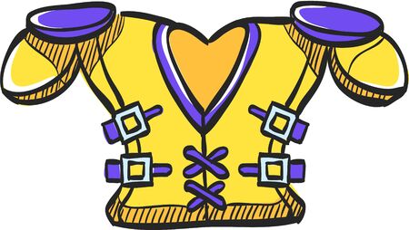 Football armor icon in color drawing. Sport American center back protection safetyのイラスト素材
