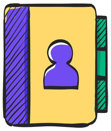 Address book icon in color drawing. contact phone list customer friend familyのイラスト素材