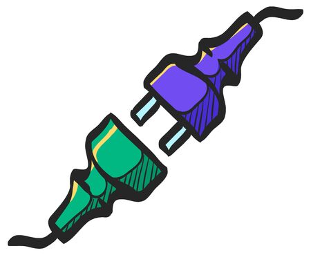 Electric plug icon in color drawing. Electricity connection household appliance cordのイラスト素材