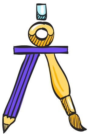 Compass icon in color drawing. Direction north south lost locateのイラスト素材