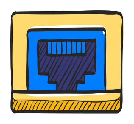 Local area connector icon in color drawing. Computer network internet connection broadband infrastructureのイラスト素材