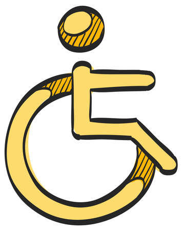 Disabled access icon in color drawing. Road building wheelchair careの写真素材