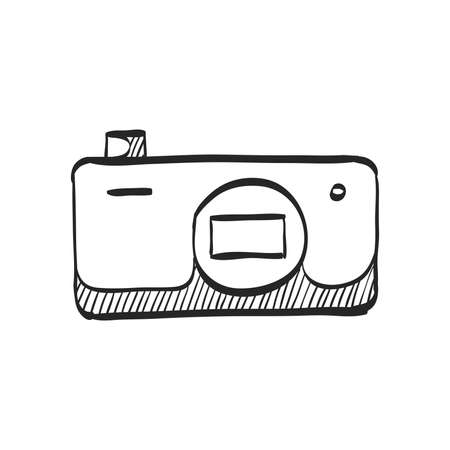 Camera icon in color drawing. Photography picture electronic imaging pocket compact affordable cheapのイラスト素材
