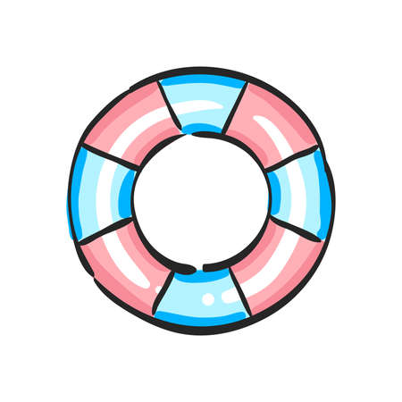 Ring buoy icon in color drawing. Safety equipment sea swimming water drowningのイラスト素材