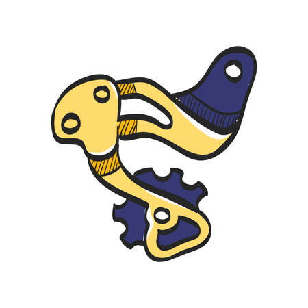 Rear derailleur icon in color drawing. Bicycle cycling road race sport transmission change speedのイラスト素材