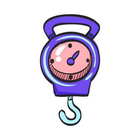 Fishing scale icon in color drawing. Water sport activity fish weightのイラスト素材
