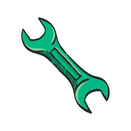 Bicycle tools icon in color drawing. Wrench mechanic setting maintenance professionalのイラスト素材