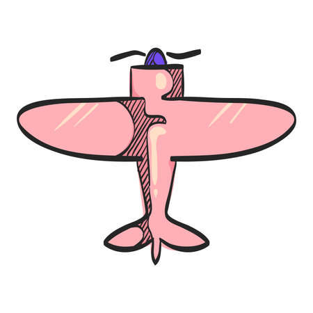 World War vintage airplane icon in color drawing.のイラスト素材