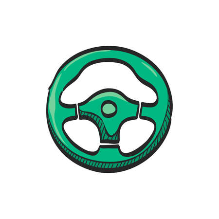 Steering wheel icon in color drawing. Car automobile auto transportation speed sport accessoriesのイラスト素材