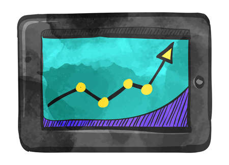 Arrow chart icon in watercolor style.のイラスト素材