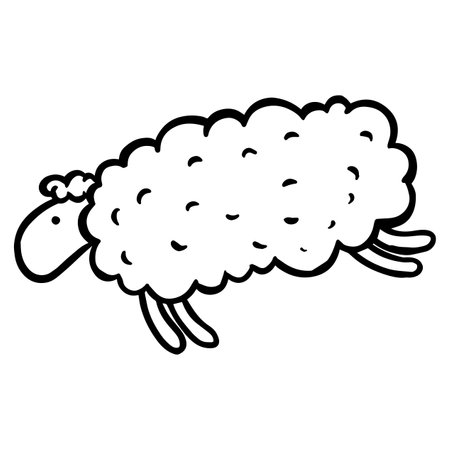 hand drawn jumping sheep. Vector illustration.のイラスト素材