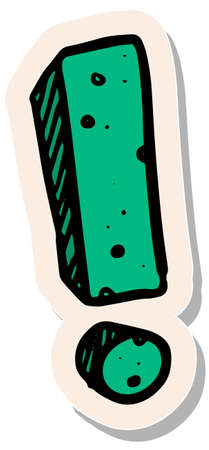 Hand drawn exclamation mark symbol in sticker style vector illustrationのイラスト素材