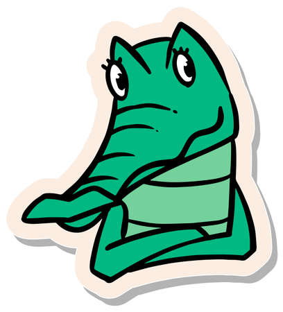 Hand drawn female alligator cartoon character in sticker style vector illustrationのイラスト素材