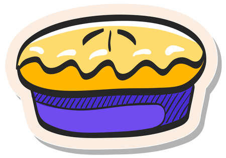 Hand drawn Cake icon in sticker style vector illustrationのイラスト素材