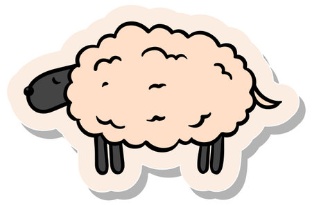 Hand drawn sleeping sheep in sticker style vector illustrationのイラスト素材