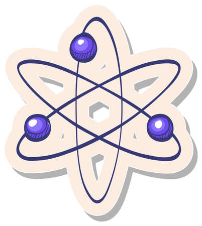 Hand drawn Atom structure icon in sticker style vector illustrationのイラスト素材