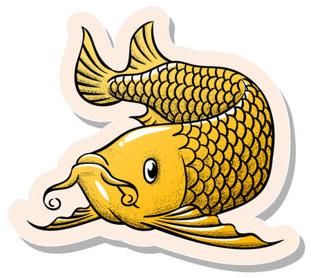 Hand drawn arowana fish in sticker style vector illustrationのイラスト素材