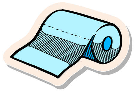 Hand drawn toilet paper in sticker style vector illustrationのイラスト素材