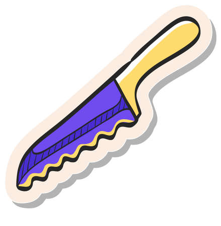 Hand drawn Bread knife icon in sticker style vector illustrationのイラスト素材