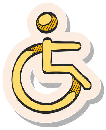 Hand drawn Disabled access icon in sticker style vector illustrationのイラスト素材