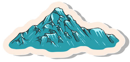 Hand drawn mountains in sticker style vector illustrationのイラスト素材